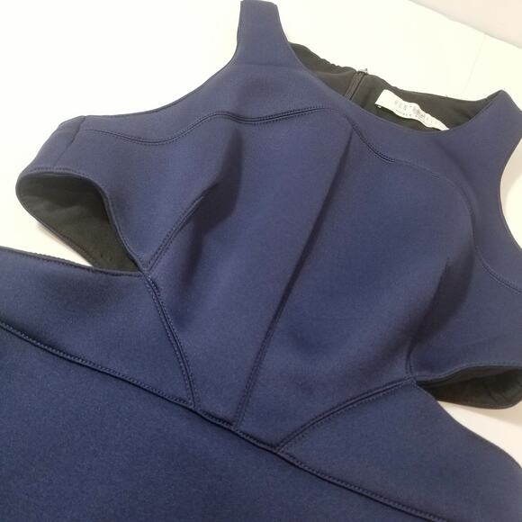 Hunter Bell Women size 6 Navy Blue Cutout Midi Bodycon Dress Sleeveless - Picture 11 of 16